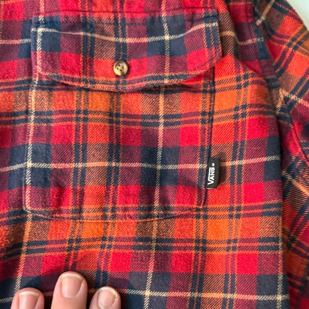 Vans, Red Plaid Men's Shirt, XL - Picture 4 of 7